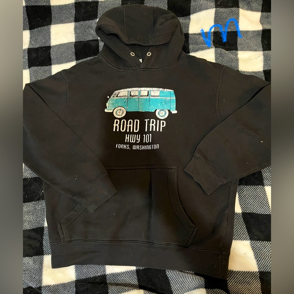 Comfy all black hoodie from forks Wa!